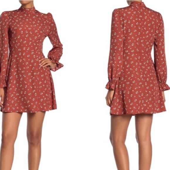 Abound Black Floral Long Sleeve Dress Size Large - Picture 4 of 5